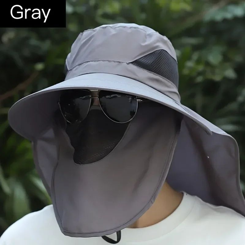 Sun hat with shoulder cape, with face mask neck protection function, breathable fabric, insect repellent and other functio