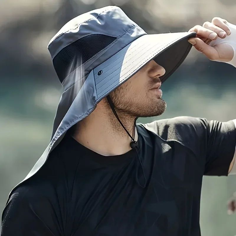 Sun hat with shoulder cape, with face mask neck protection function, breathable fabric, insect repellent and other functio