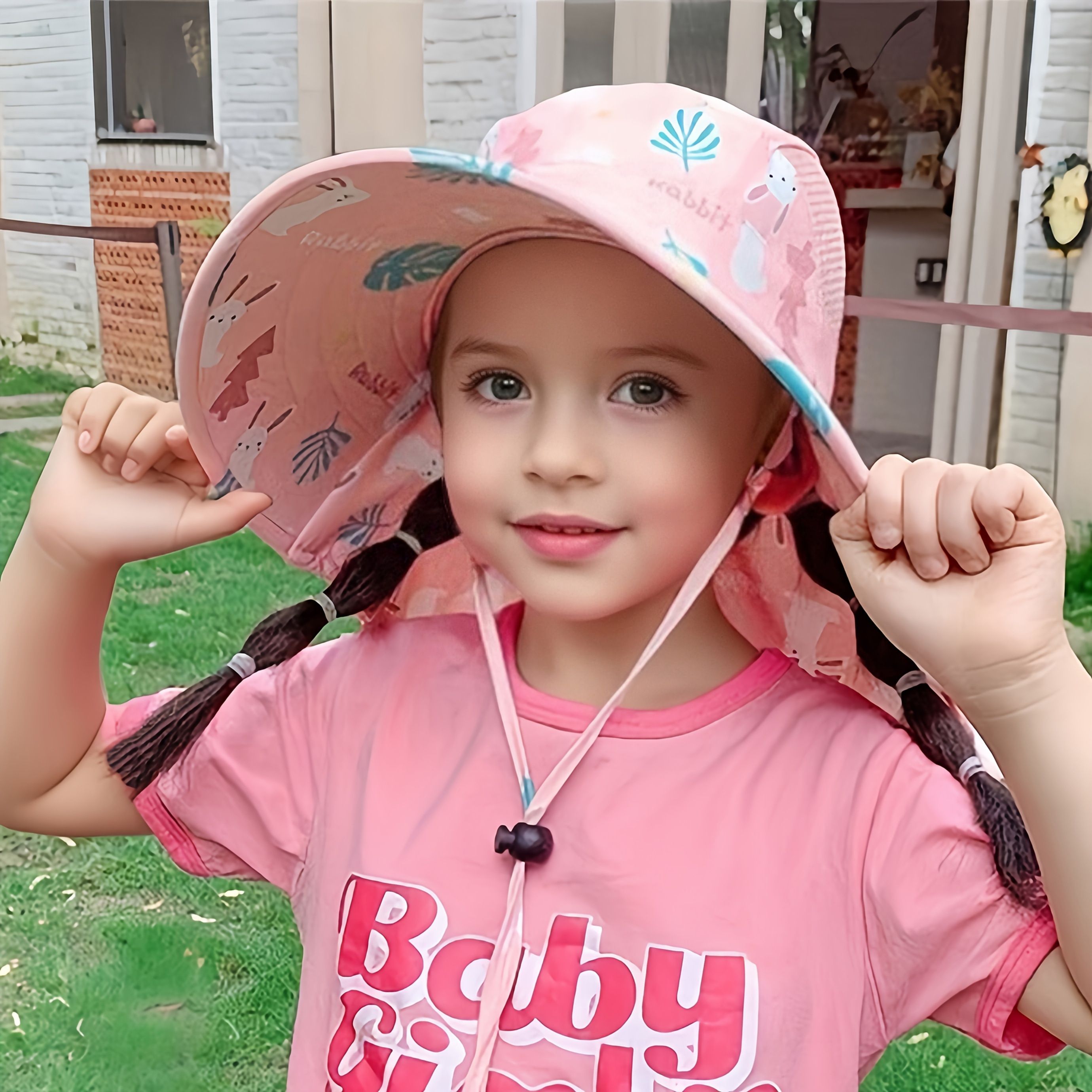 Anti UV Kids Summer Baby Sun Hat Bucket Cap With Whistle For Girls Boys Outdoor Neck Ear Cover Beach Cap