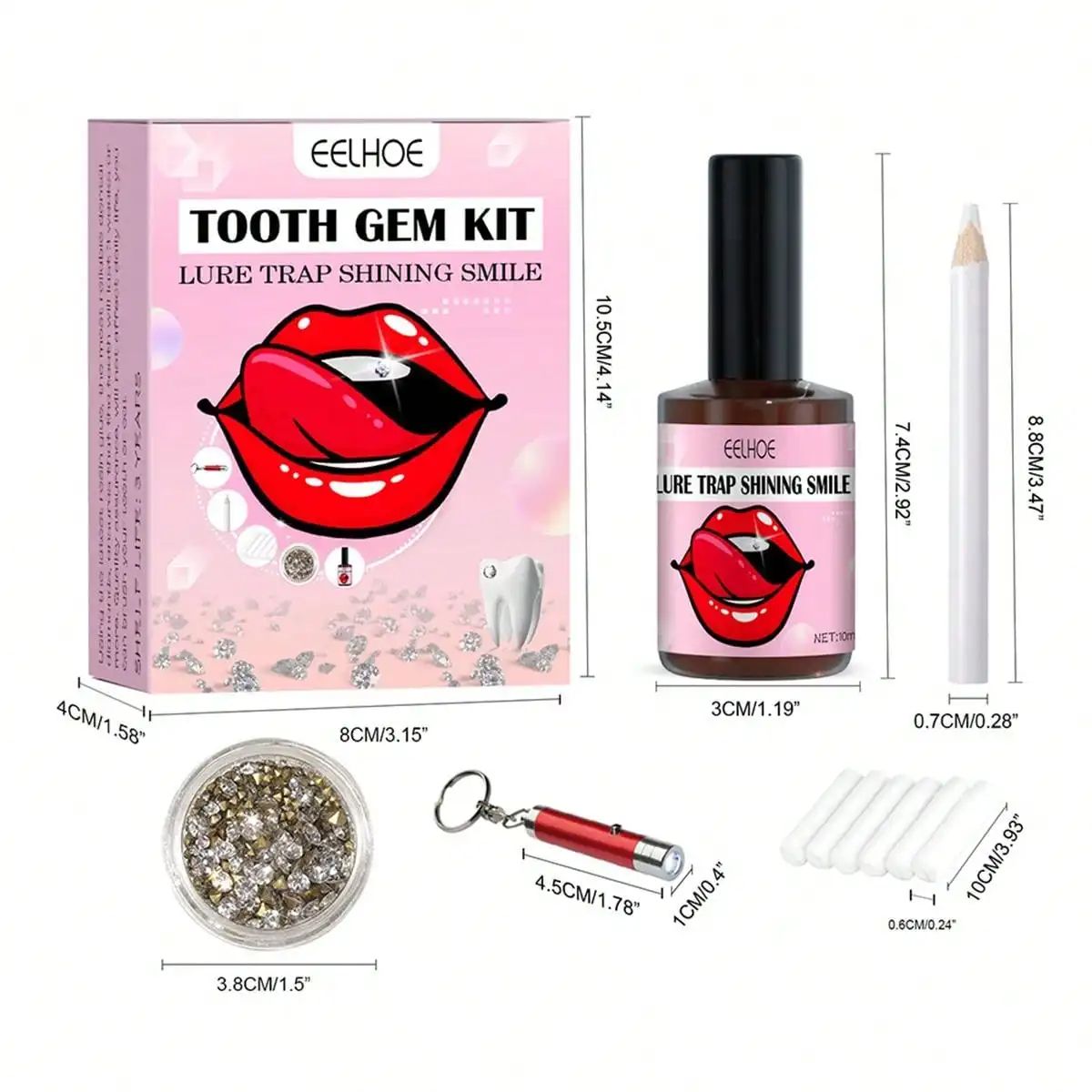 EELHOE Tooth Jewelry Kit DIY Teeth Gems Kit with Glues and Light Firm Reliable Clear Precious Stone Crystal Tooth Ornaments Jewellery