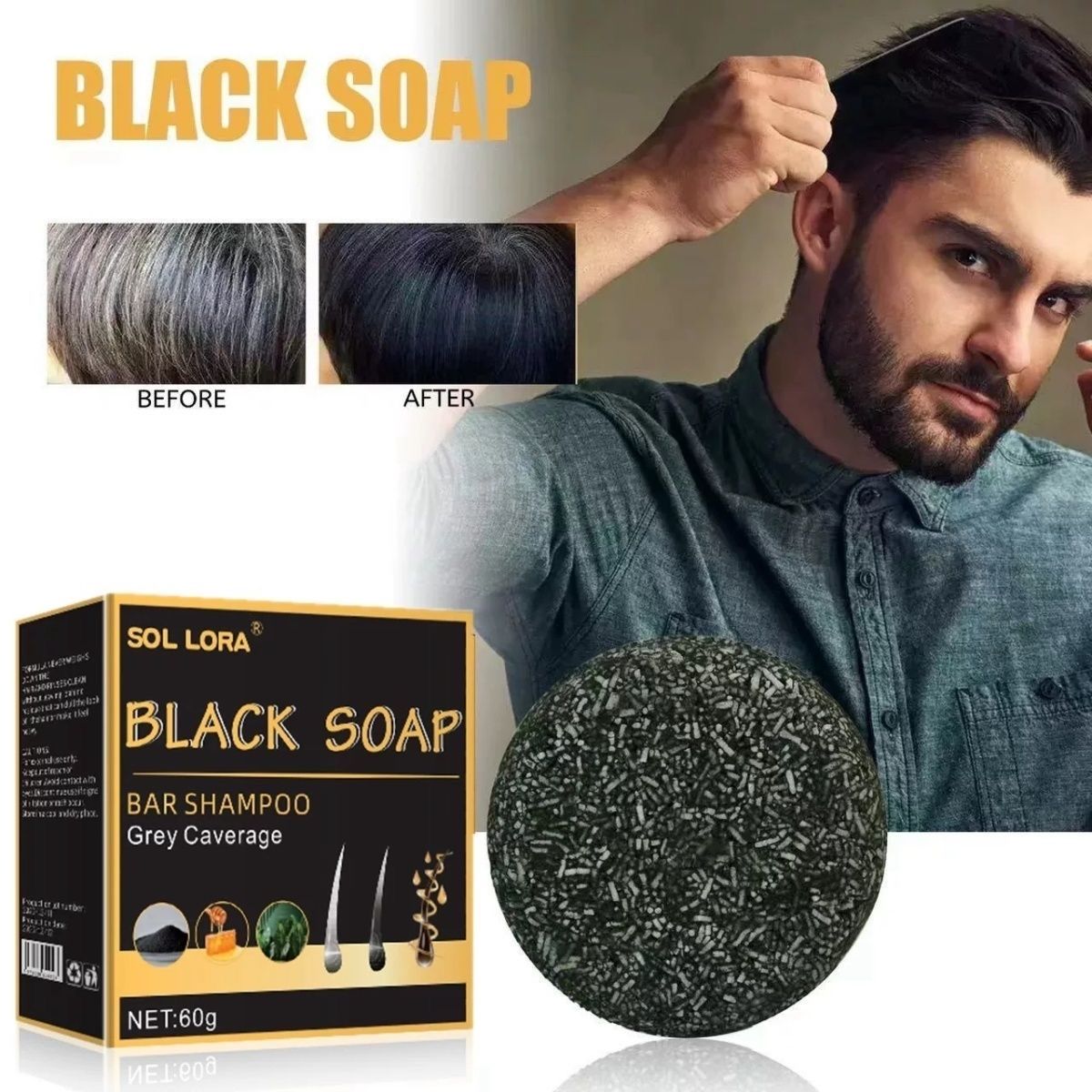 Hair Shampoo Soap Polygonum Multiflorum Black Soap White Hair Repair Soap Hair Care Set Nourishing Anti Dandruff Hair Dye Soap