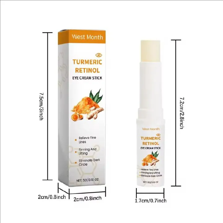 West Month 5g Turmeric Retinol Remove Dark Circles Eye Cream Stick Anti Eye Bags Puffiness Brightener Moisturizing Eye Cream