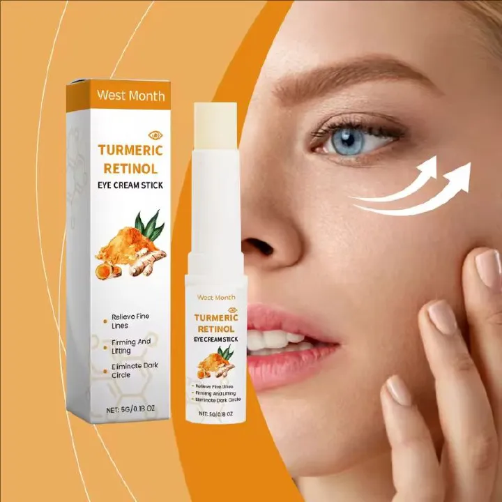 West Month 5g Turmeric Retinol Remove Dark Circles Eye Cream Stick Anti Eye Bags Puffiness Brightener Moisturizing Eye Cream