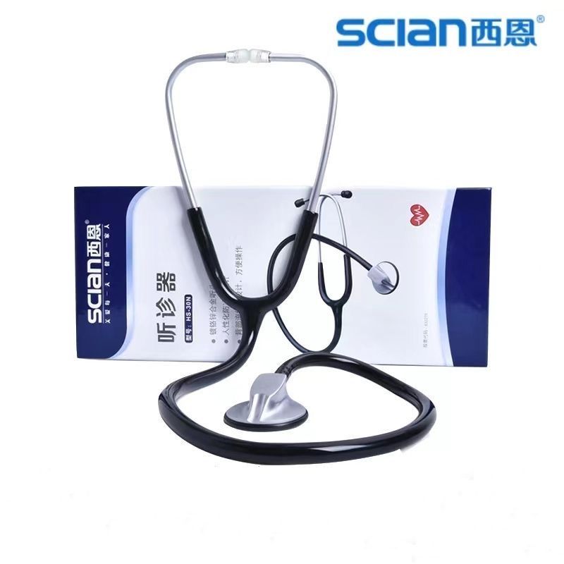 Stethoscope Single Tube Black Zinc Alloy PVC Accurate Auscultation Portable Medical Tool for Doctors Nurses Home Use
