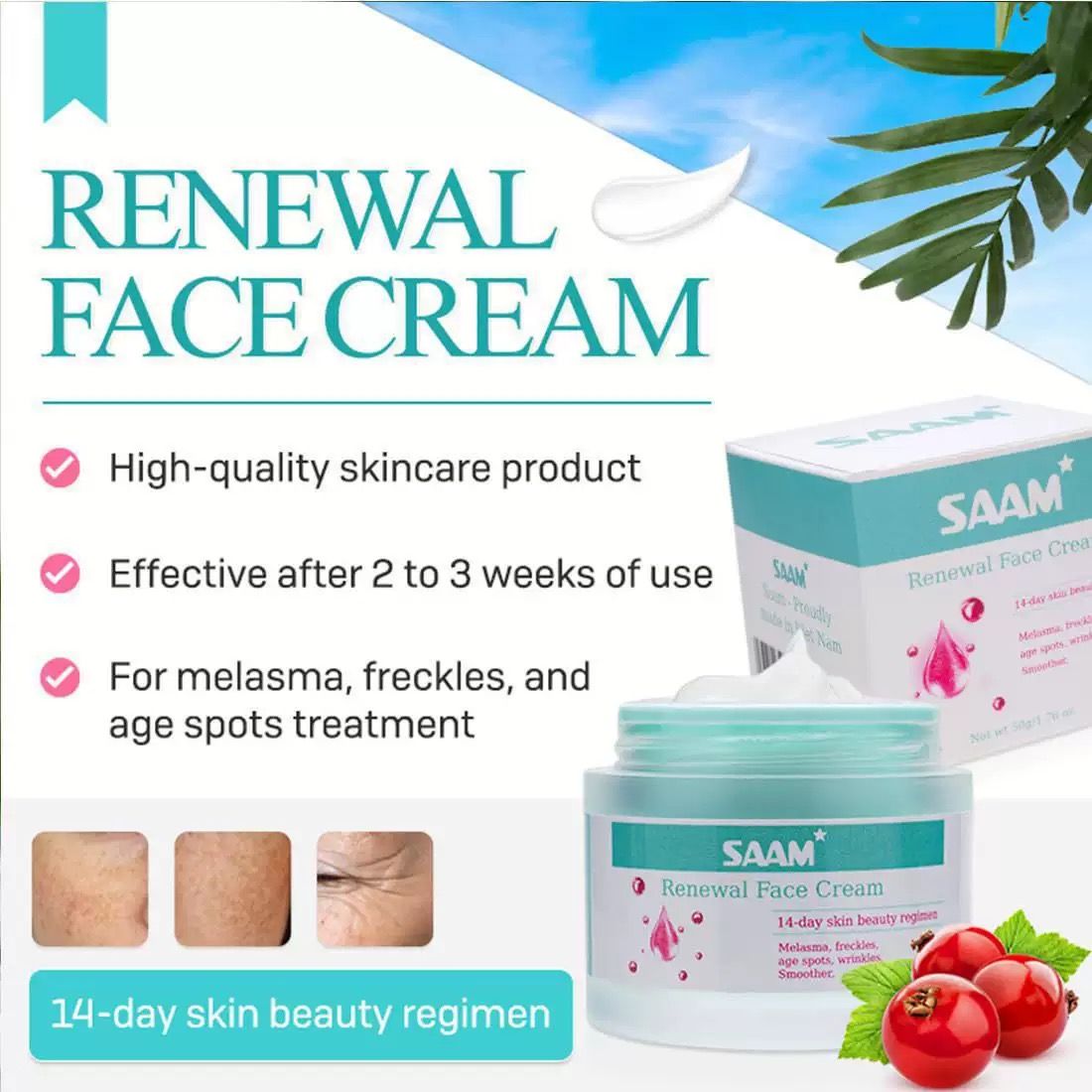 Trending Bestseller SAAM Renewal Face Cream for Melasma Age Spots Hyperpigmentation Sunburn Red Face Reveal Brighter Even Toned Radiant Skin