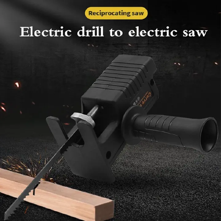 Electric Drill to Reciprocating Saw Converter Kit – With Handle & 3 Saw Blades (100mm/133mm/152mm) – Multipurpose Cutting Tool Adapter