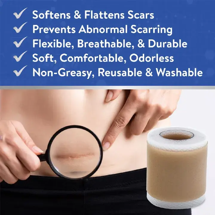 2Roll Silicone Scar Sheets Keloid Bump Removal Strips, Scar Reducing Treatments Surgical Scars,Burn,Tummy Tucks,Acne,C-Section