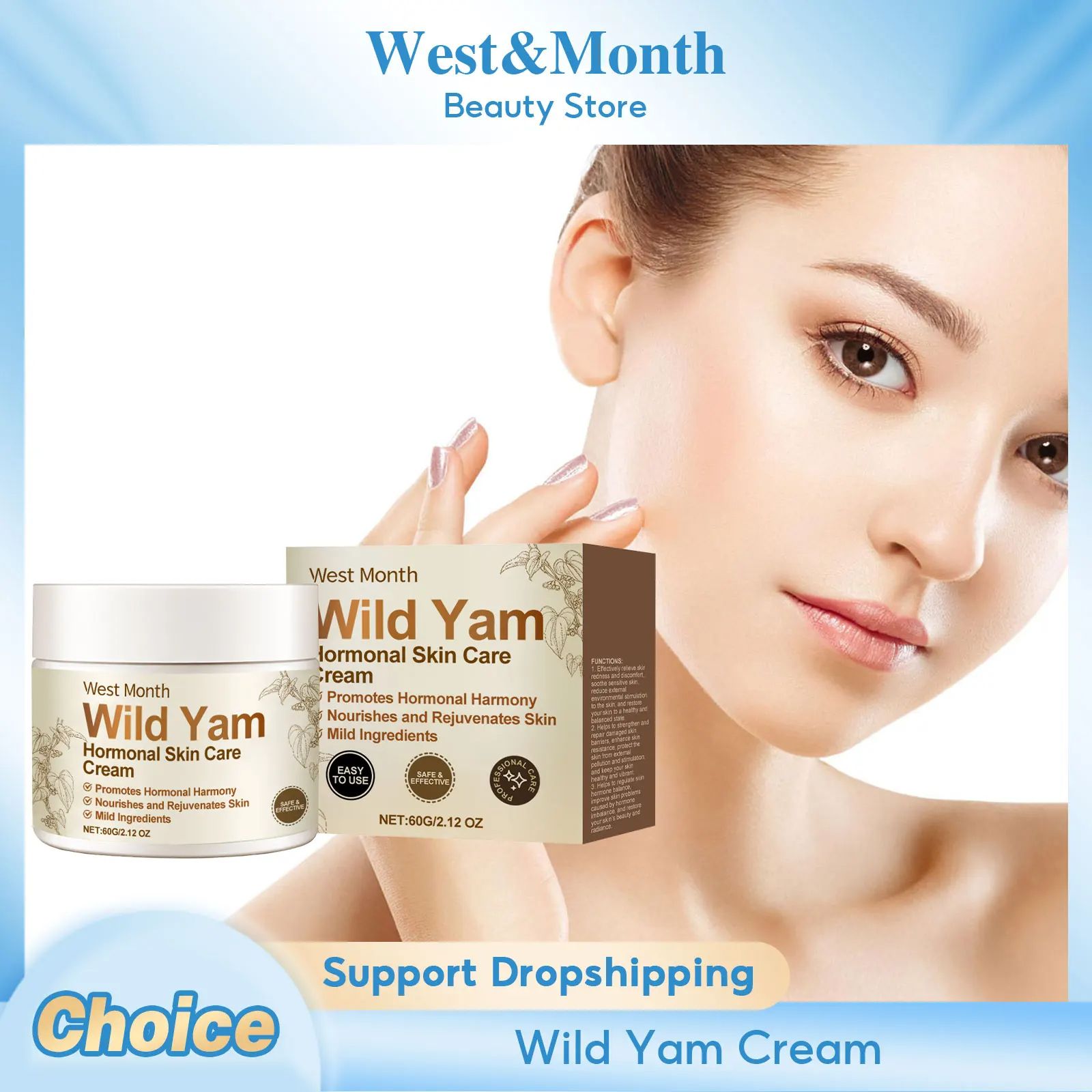 Wild Yam Cream Strong Hormonal Helper Balance Moisturizing Brightening Firming Improve Dullness Healthy Facial Skin Care Product