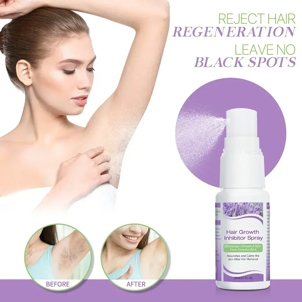 Permanant Hair Growth Removal Inhibitor Spray Beard Bikini Intimate Legs Body Armpit Painless Facial Stop Hair Depilatory 20ml
