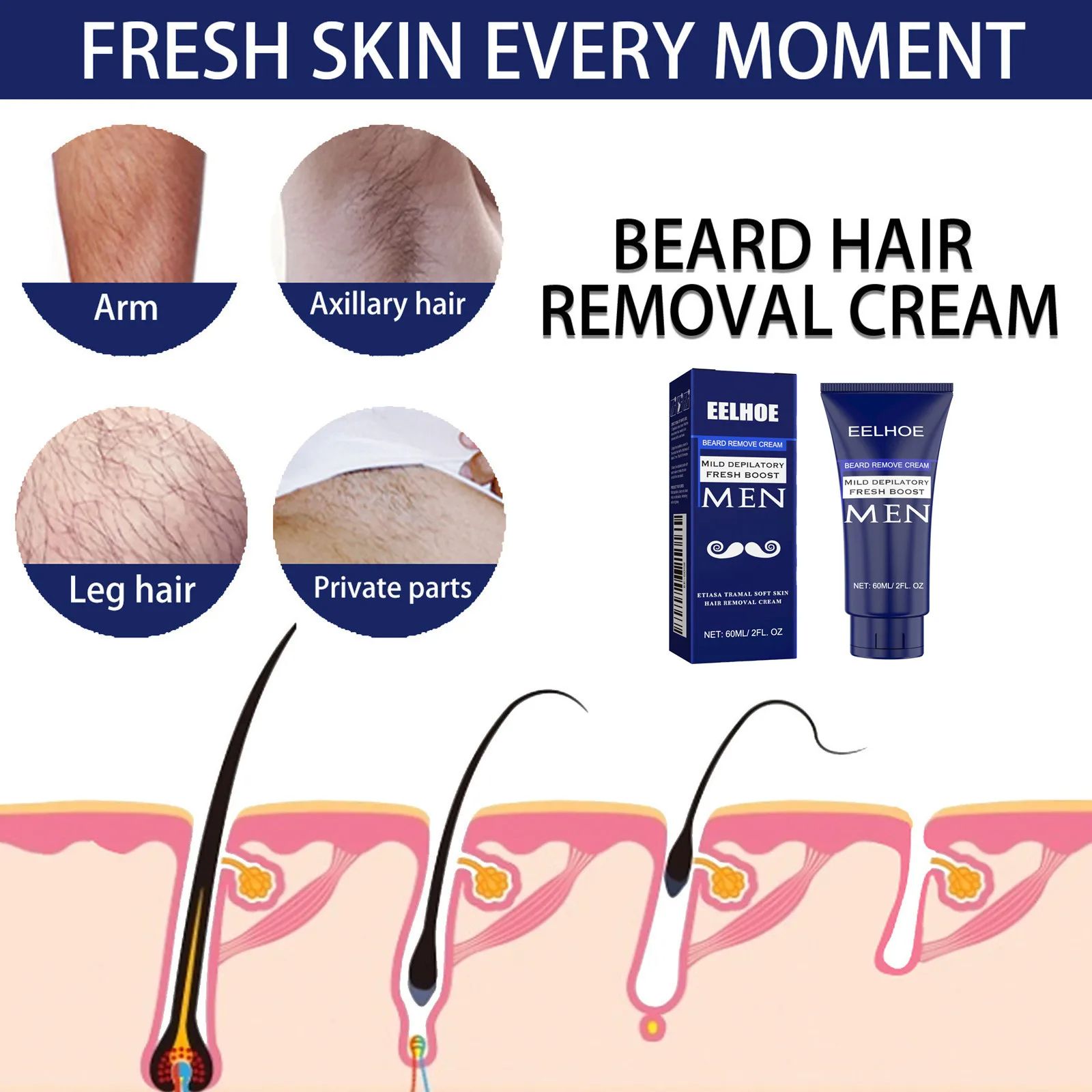 Men's mild depilatory cream body chest hair beard do not stimulate hair removal cream hand armpit hair clean hair removal