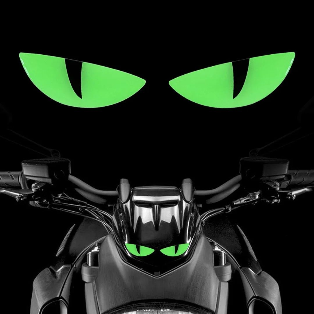 1 Pair (2pcs) Reflective Stickers for Car Motorcycle Helmet Bumper Window Laptop and Wall - Cute Warning Decals for Safe Night Driving Ideal for DIY Decoration or Gift 3D Luminous Sticker