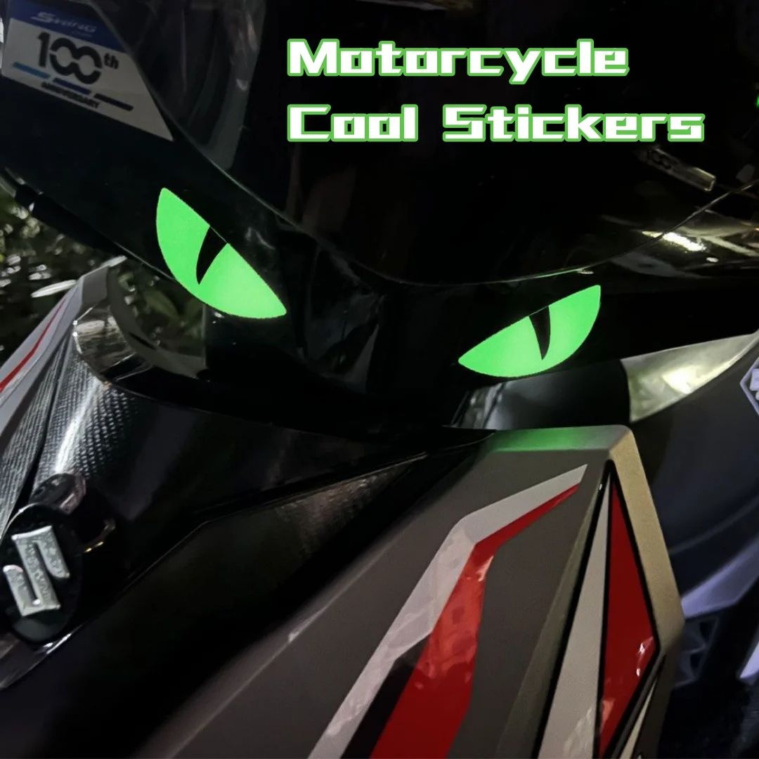 1 Pair (2pcs) Reflective Stickers for Car Motorcycle Helmet Bumper Window Laptop and Wall - Cute Warning Decals for Safe Night Driving Ideal for DIY Decoration or Gift 3D Luminous Sticker