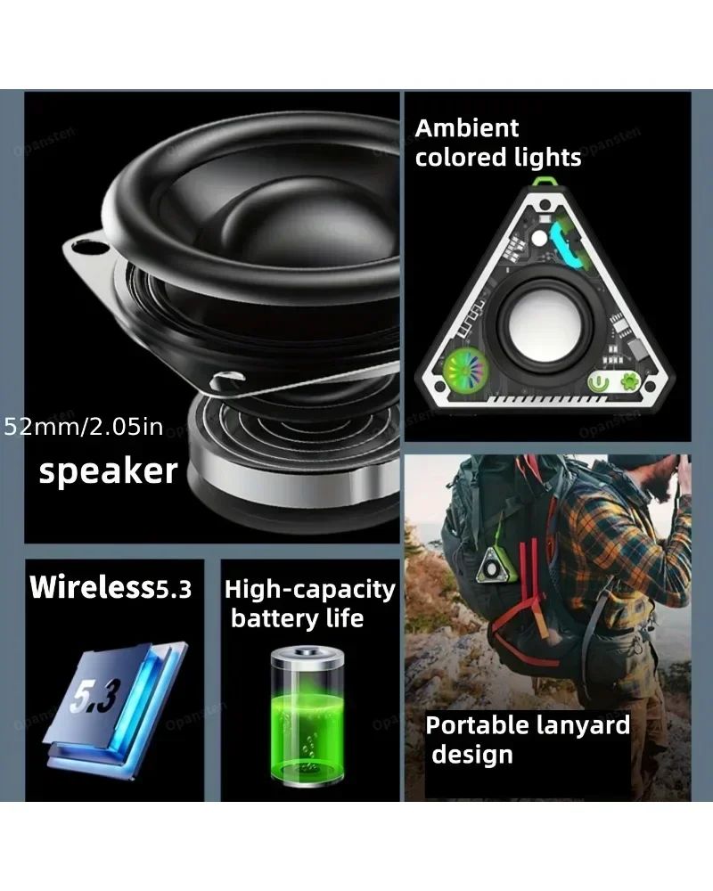 Mini Portable Wireless Bluetooth Speaker with Lights and Lanyard TWS Dual Pairing for Music Boom Bass Perfect for Outdoor Gym Gaming and Home Use V2 Mecha Style Gift Popular Niche Design Simple Person
