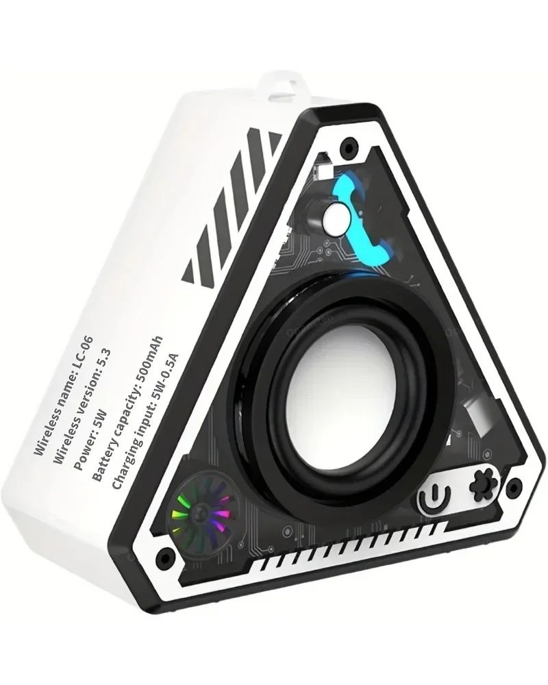 Mini Portable Wireless Bluetooth Speaker with Lights and Lanyard TWS Dual Pairing for Music Boom Bass Perfect for Outdoor Gym Gaming and Home Use V2 Mecha Style Gift Popular Niche Design Simple Person