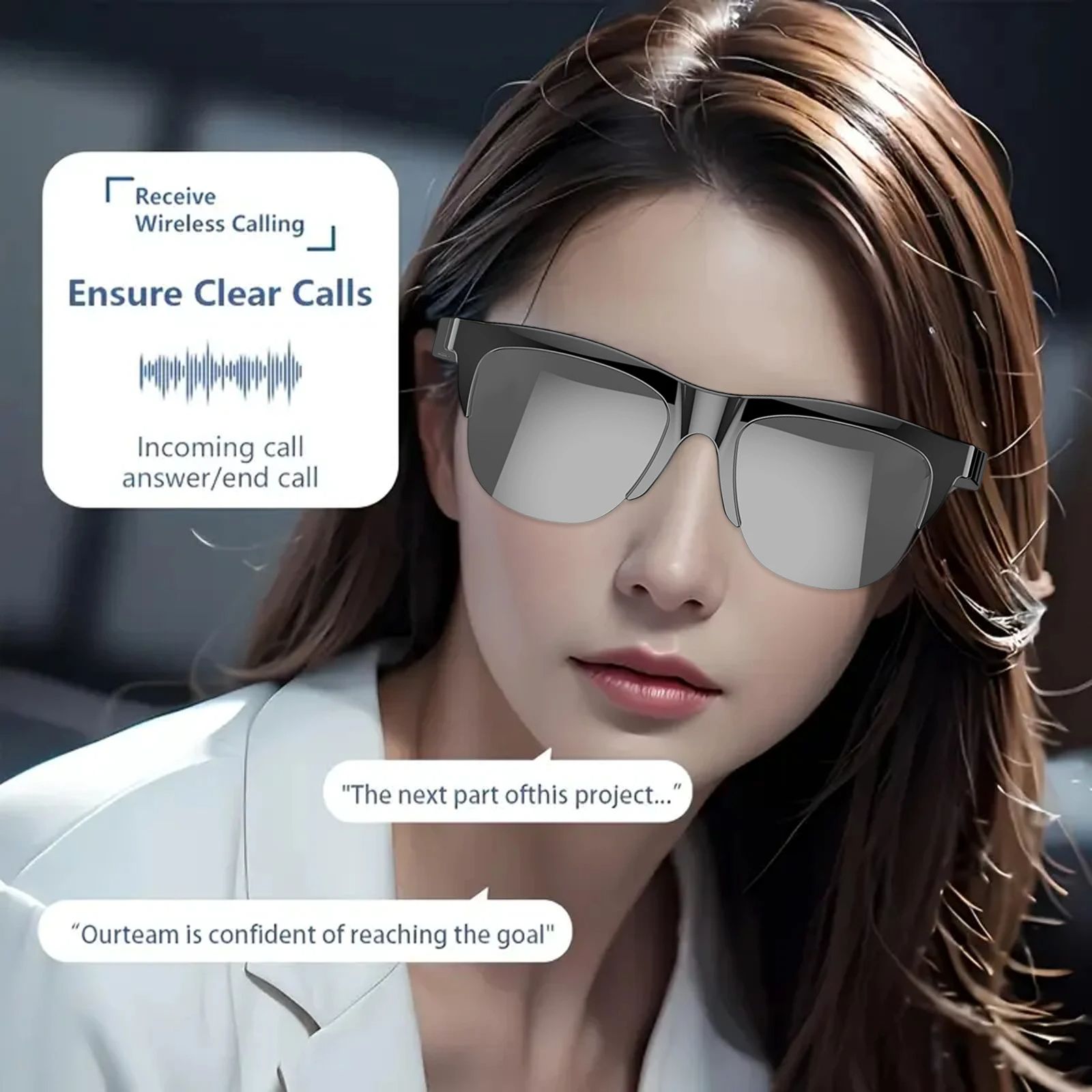 Smart Glasses V5.3 Bluetooth Sunglasses with Open Ear Speaker Headset Headphone Sunglasses Indoor Outdoor Bluetooth Speaker Sports UV Sun Protection Polarized Sunglasses Mens Women Audio Glasses