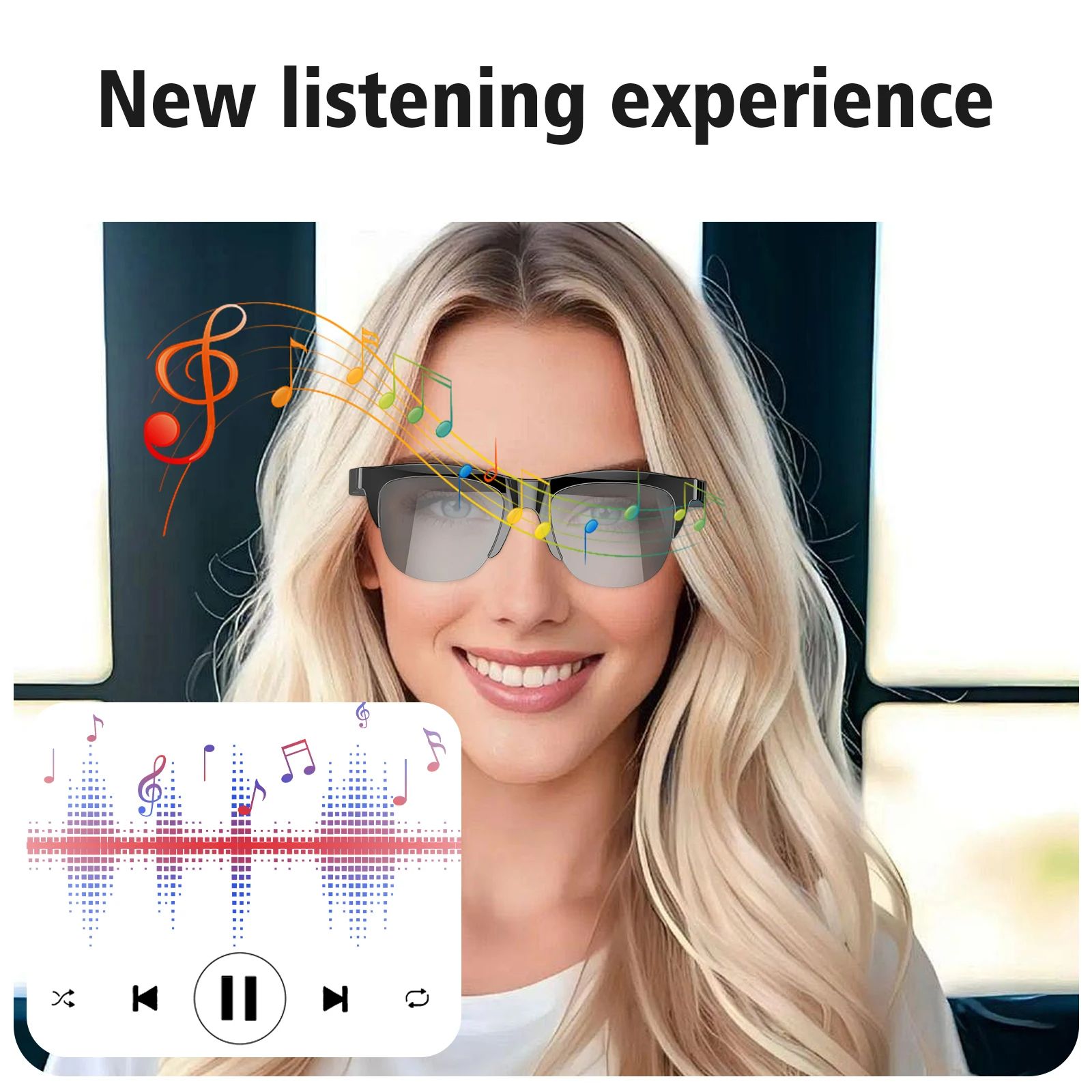Smart Glasses V5.3 Bluetooth Sunglasses with Open Ear Speaker Headset Headphone Sunglasses Indoor Outdoor Bluetooth Speaker Sports UV Sun Protection Polarized Sunglasses Mens Women Audio Glasses