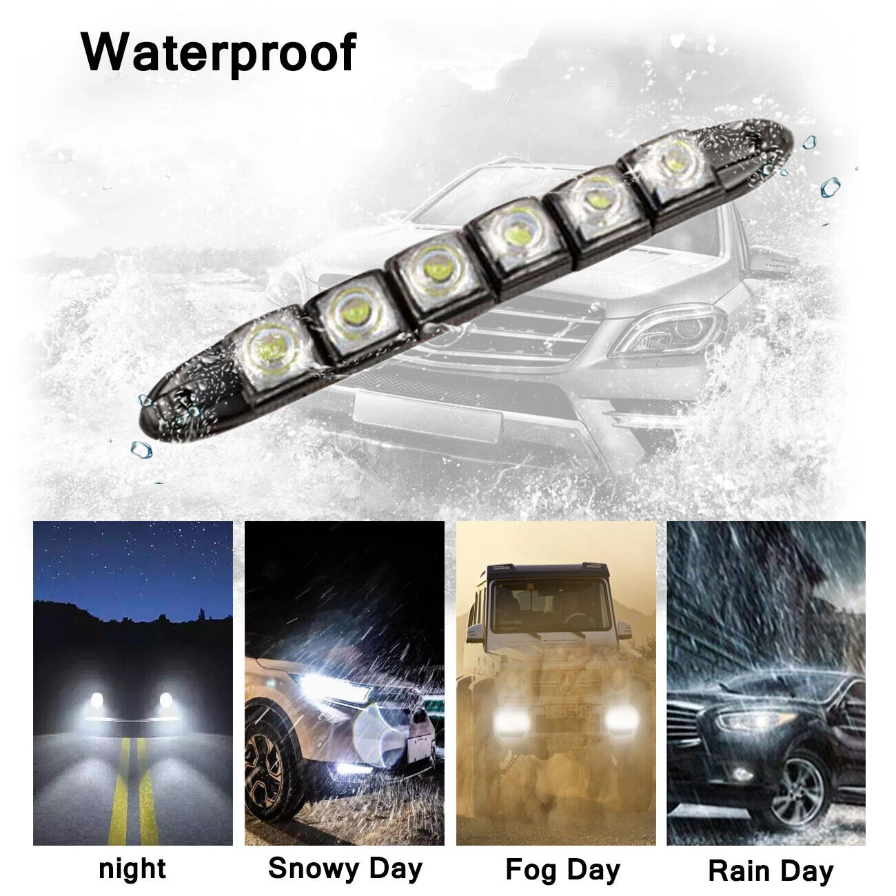 2Pcs Car Flexible  LED DRL Daytime Running Light Driving Daylight Fog Light Lamp