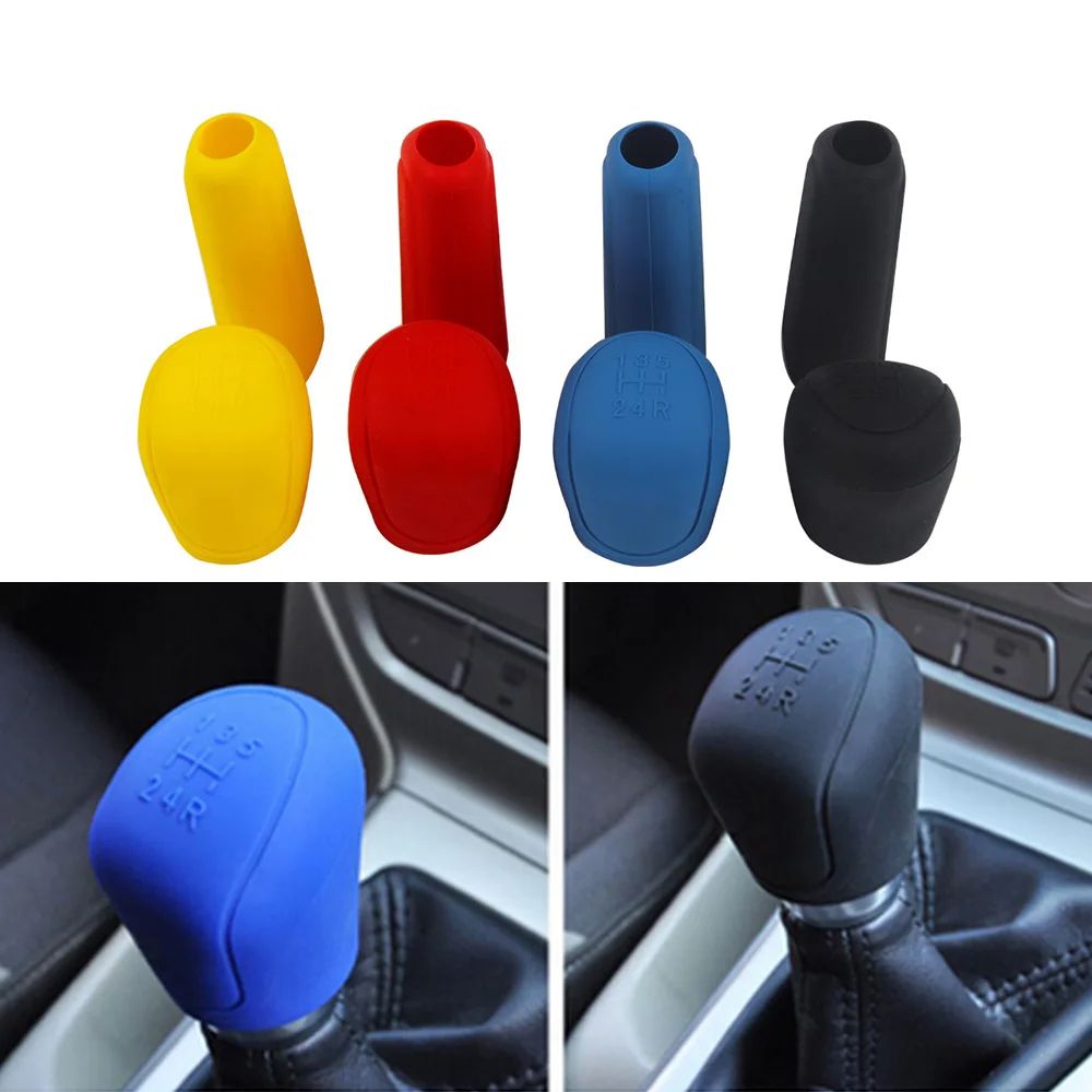 2Pcs Universal Manual Car Hand Brake Case Silicone Gear Head Shift Knob Cover Gear Shift Collars