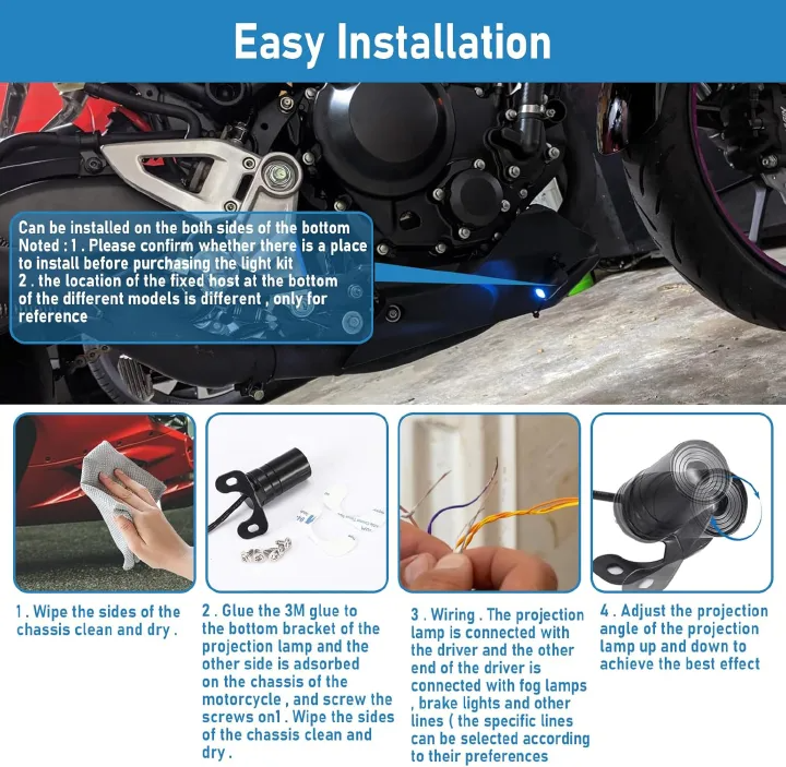 2pcs Motorcycle Logo LED Light Universal Motorcycle Projector Lights for Angel Wing Logo Waterproof Motorcycle Shadow Light Accessories for Motor Scooter Electric Vehicle Moto Lovers Gift