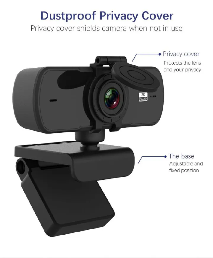 New Arrival Webcams 2K Full HD 1080P Mini Usb Web Camera Noise Cancelling Stereo Autofocus Computer Microphone USB Microphone For PC Computer Mac Laptop Desktop YouTube