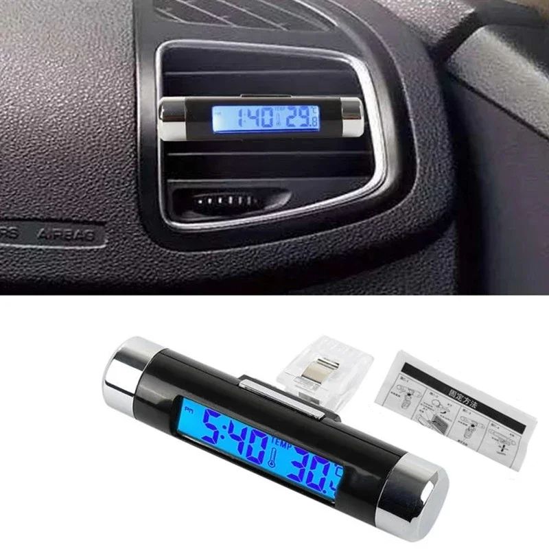NEW Car Digital Clock &amp; Temperature Display Electronic Clock Thermometer Auto Electronic Clock