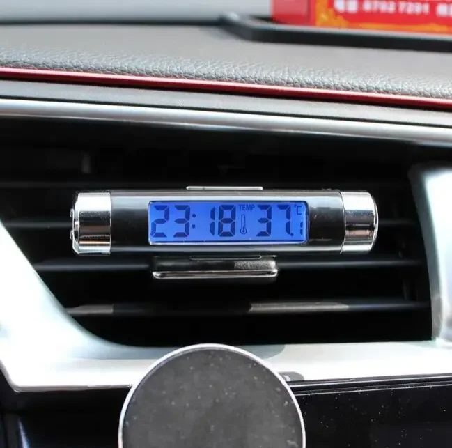 NEW Car Digital Clock &amp; Temperature Display Electronic Clock Thermometer Auto Electronic Clock