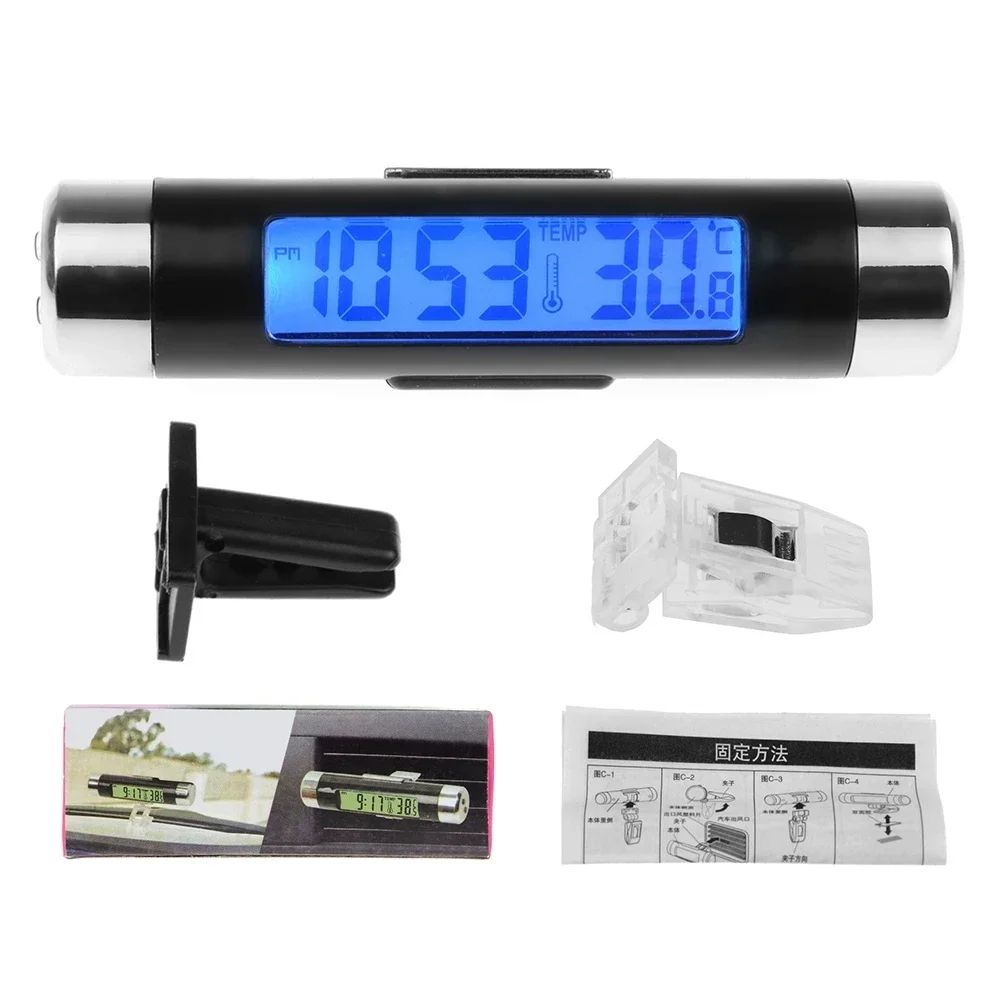 NEW Car Digital Clock &amp; Temperature Display Electronic Clock Thermometer Auto Electronic Clock