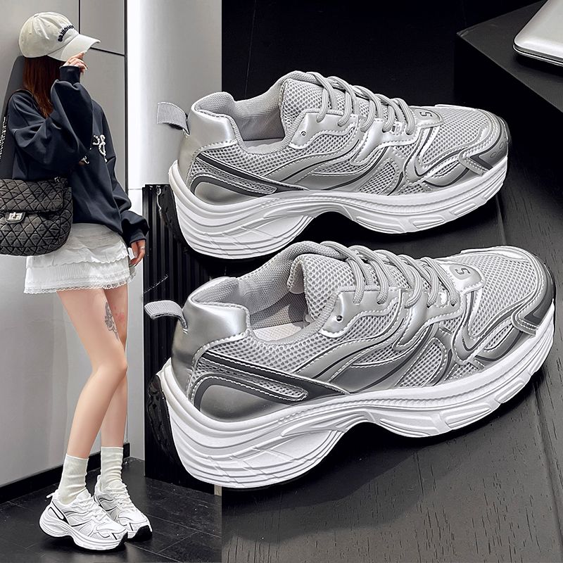 Lightweight Mesh Sneakers for Women, Athletic Breathable Running Shoes, White LaceUp Casual Sneakers, Summer Fashion Girls Sports Shoe, 2024