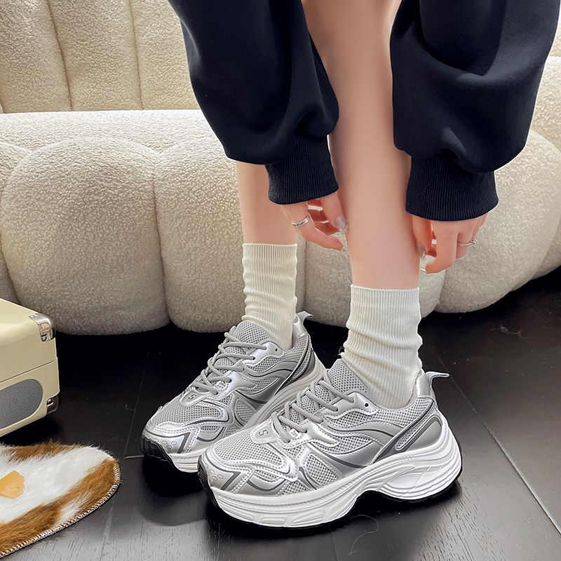 Lightweight Mesh Sneakers for Women, Athletic Breathable Running Shoes, White LaceUp Casual Sneakers, Summer Fashion Girls Sports Shoe, 2024