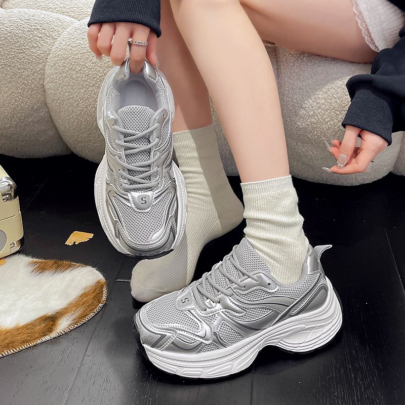 Lightweight Mesh Sneakers for Women, Athletic Breathable Running Shoes, White LaceUp Casual Sneakers, Summer Fashion Girls Sports Shoe, 2024