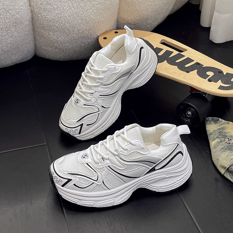 Lightweight Mesh Sneakers for Women, Athletic Breathable Running Shoes, White LaceUp Casual Sneakers, Summer Fashion Girls Sports Shoe, 2024