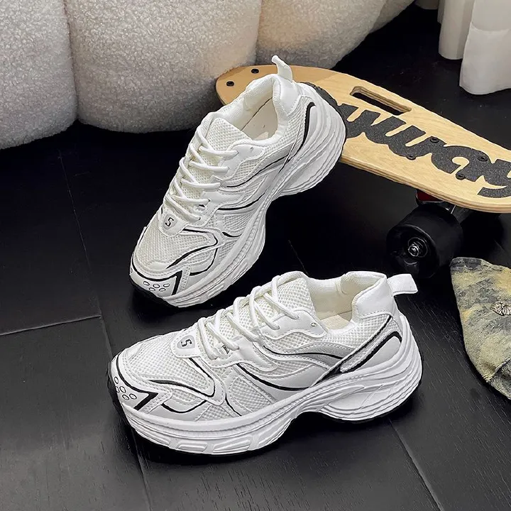 Lightweight Mesh Sneakers for Women, Athletic Breathable Running Shoes, White LaceUp Casual Sneakers, Summer Fashion Girls Sports Shoe, 2024