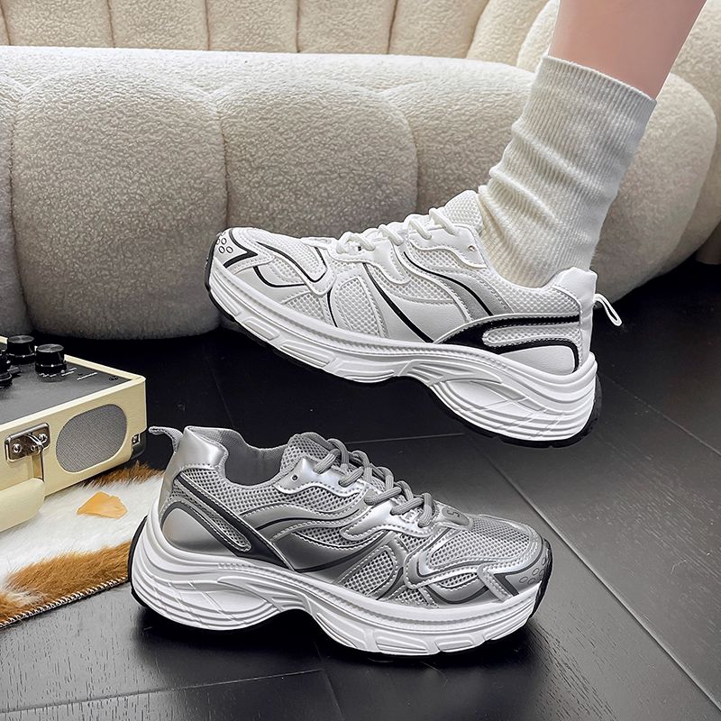 Lightweight Mesh Sneakers for Women, Athletic Breathable Running Shoes, White LaceUp Casual Sneakers, Summer Fashion Girls Sports Shoe, 2024