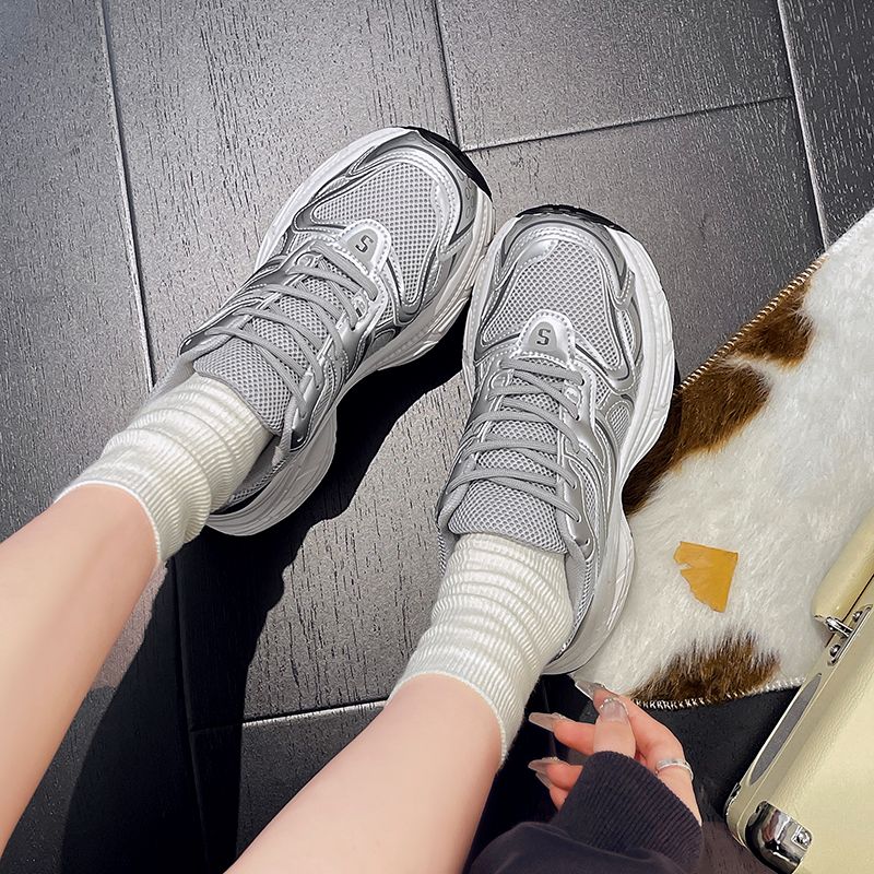 Lightweight Mesh Sneakers for Women, Athletic Breathable Running Shoes, White LaceUp Casual Sneakers, Summer Fashion Girls Sports Shoe, 2024