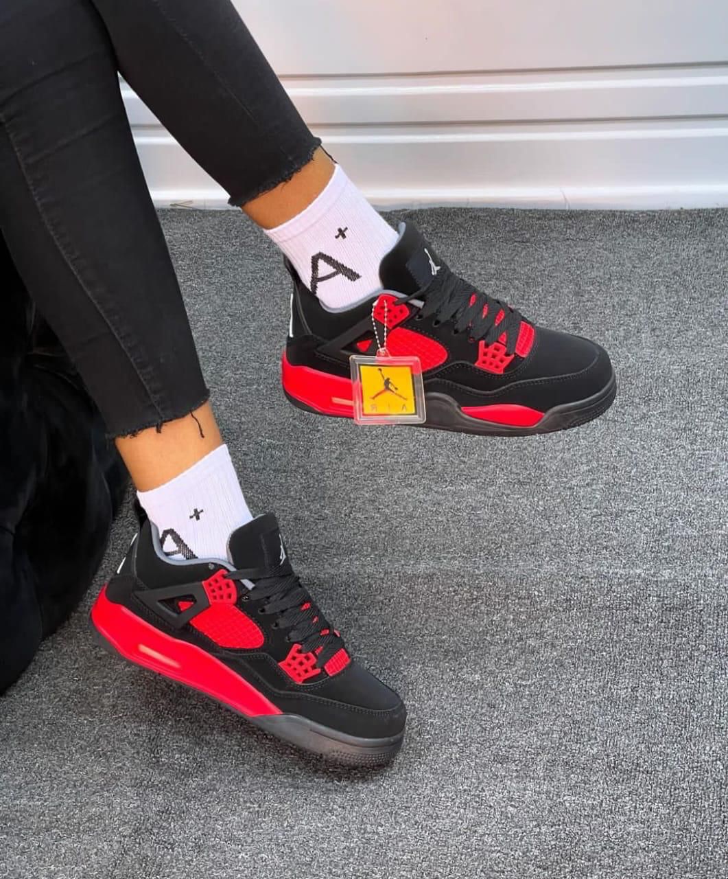 HIGH QUALITY ⚡JORDAN 4 high quality j4 thunder red sneakers original fashion leather men shoes ❤️‍🔥🔥 new arrival colours available in black, white,blue, green, yellow ,red and as pictures ❤️‍🔥