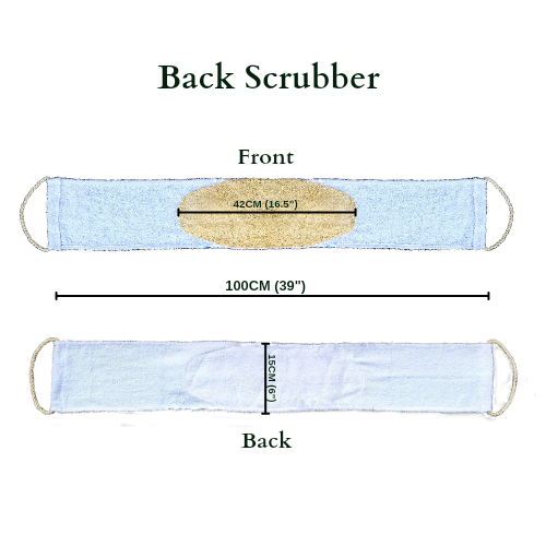 4-in1, Tropical Luffa Skin Exfoliating Small Washcloth, Large Washcloth, Bath Mitt / Glove & Giant Back Scrubber, 100% Natural Materials with White Cotton Towelling and Natural Luffa / Loofah Fibre