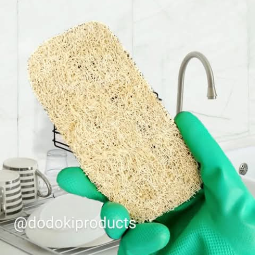 6 Pieces Eco-friendly Non-Scratch Scouring Pads | 100%  Biodegradable Natural Luffa Fibre Material | Ideal for Cleaning Glassware ,  Porcelain , Ceramic , Plastic and Other Smooth Surface Finishes