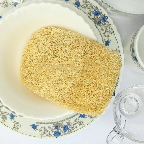 6 Pieces Eco-friendly Non-Scratch Scouring Pads | 100%  Biodegradable Natural Luffa Fibre Material | Ideal for Cleaning Glassware ,  Porcelain , Ceramic , Plastic and Other Smooth Surface Finishes