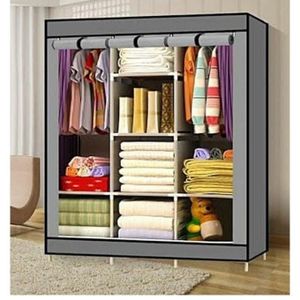 3 Column Portable Wardrobe - Grey Cover