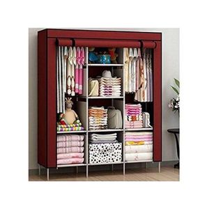 3 Column Portable Wardrobe - Maroon Cover