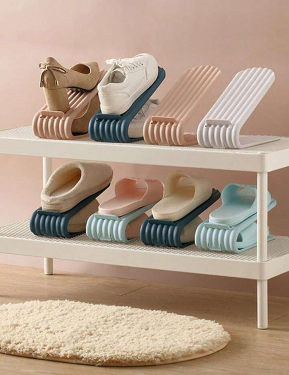 Shoe slot space saver. Elegant and lovely stylish, helps you find the shoes quickly, making your shoe closet and wardrobe more tidy and orderly.