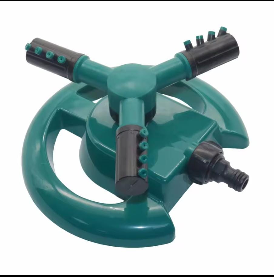 3 Arm 360⁰ Auto-Rotating Water Garden Sprinkler With 2 Spray Options, High quality ABS base plate, durable and long use from season to season, Easy to install