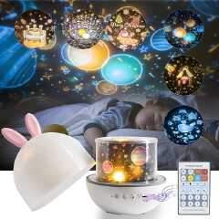 Star light rotating projection lamp with 6 themes-Kids Night Light Projector for Kids Room+15 Films&Bluetooth Music Kids Projector Night Light for Kids,