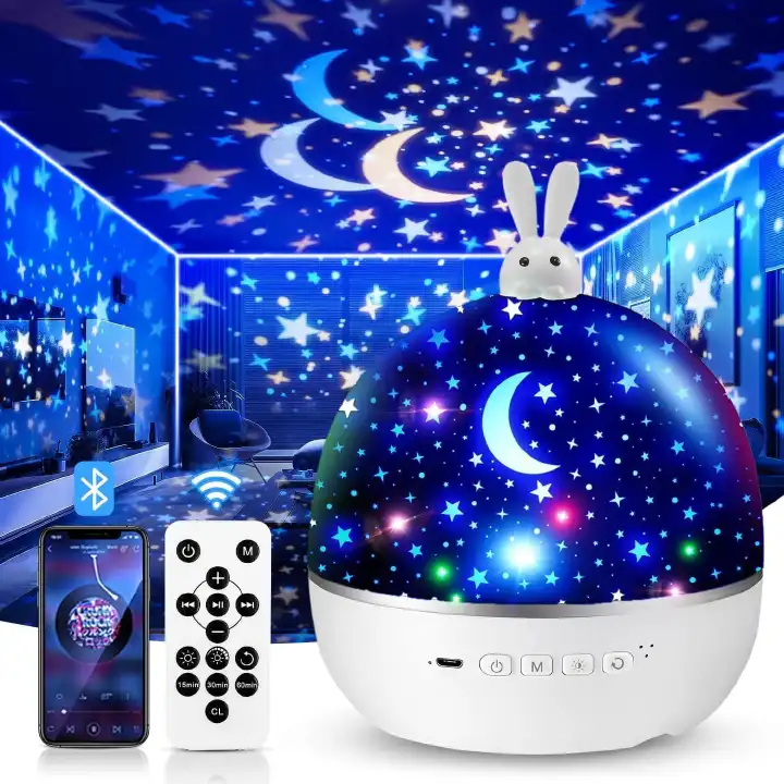 Star light rotating projection lamp with 6 themes-Kids Night Light Projector for Kids Room+15 Films&Bluetooth Music Kids Projector Night Light for Kids,