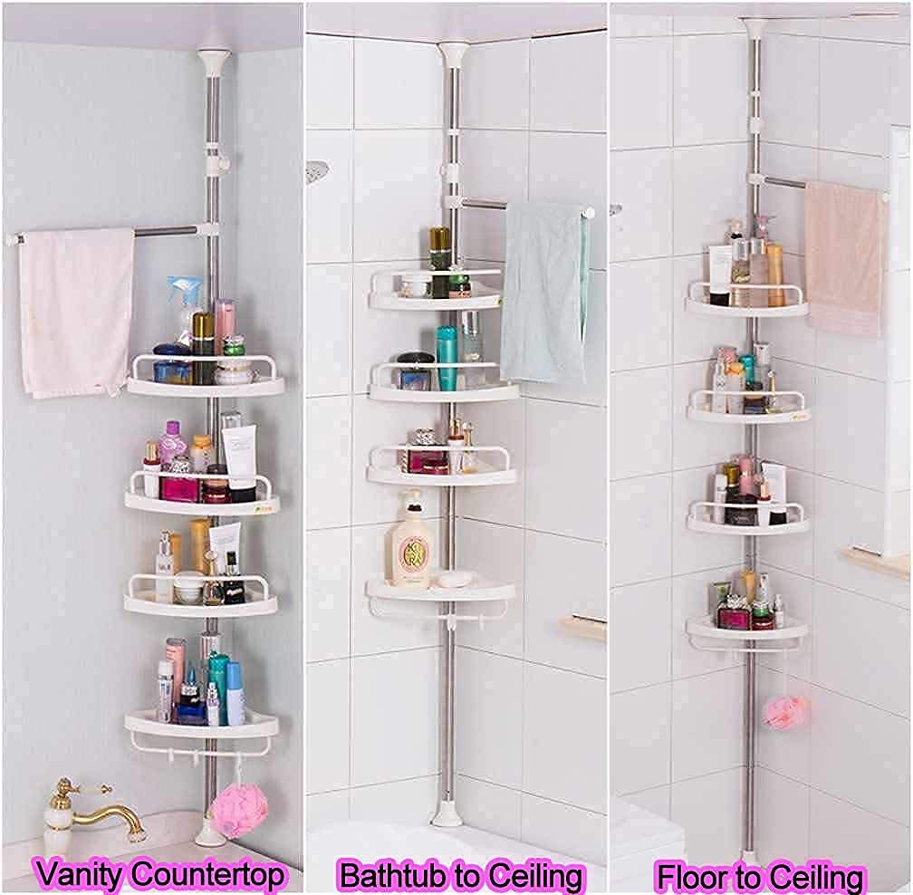 4 Tier Adjustable Telescopic Multi-Corner Shelf Organiser