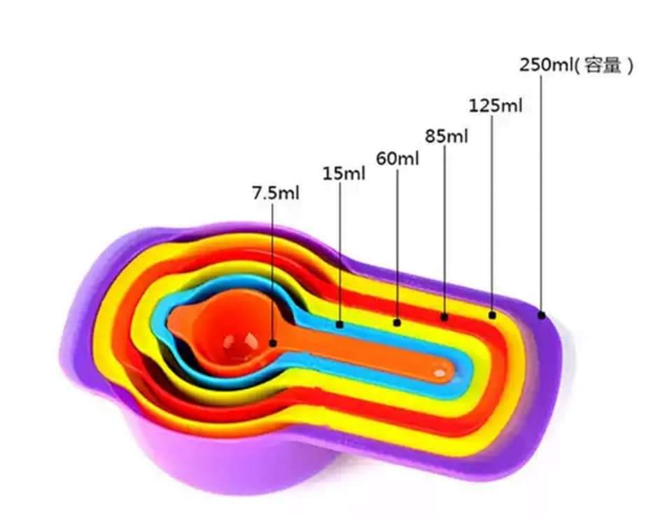 Plastic Home Kitchen Cooking Baking Measuring Tools set 6 pcs Mixing Bowl Plastic Measuring Cup and Spoon Set