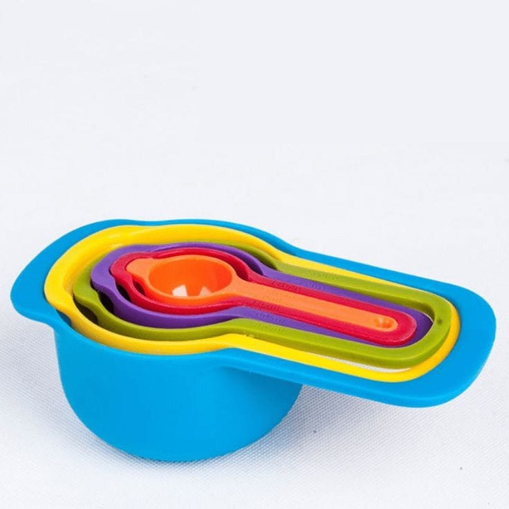 Plastic Home Kitchen Cooking Baking Measuring Tools set 6 pcs Mixing Bowl Plastic Measuring Cup and Spoon Set