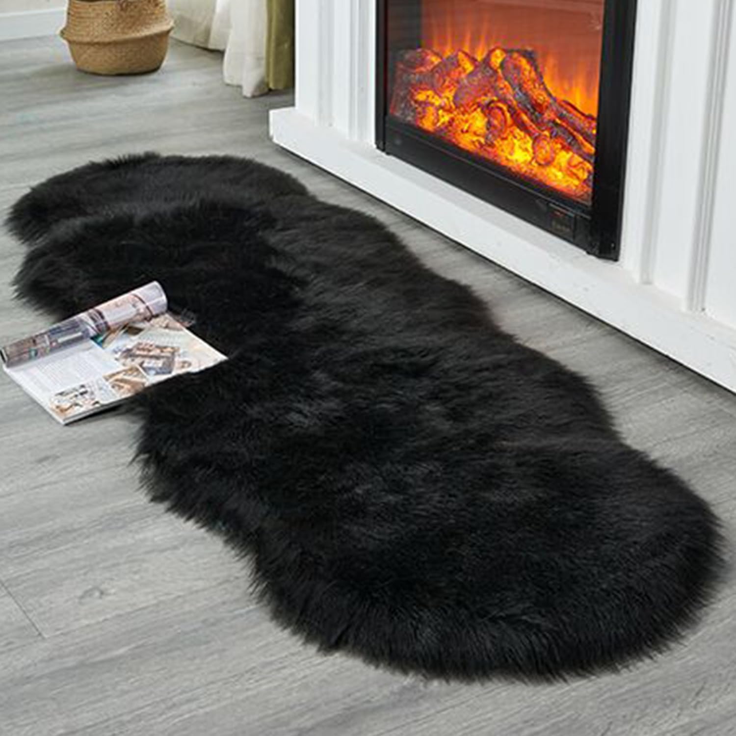 Fluffy faux fur dashboard/bedside Chiwawa Mat Fish design-Fluffy Coarse Wool Carpet, Suitable for Bedroom Floor, Sofa Cushion, Living Room  Bedside Carpet