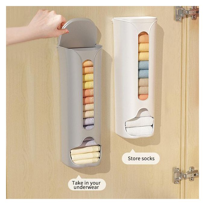 Wall-Mounted Underwear Storage Box Closet Underwear Panties Socks Organizer Self Adhesive Home Garbage Bag Dispenser Storage Box