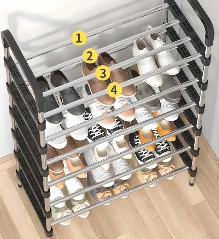8 Tiers portable shoe racks Stainless Steel Shoe adjustable single Shoe rack A Large Shoe Rack Shoe Storage Shoe Organizer Shoe Tower Unit Shelf Durable Metal Pipes with Plastic Connectors Stackable